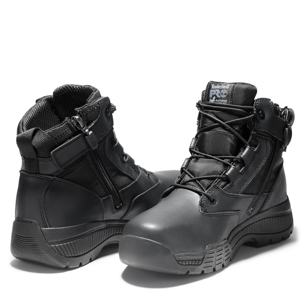 Bocanci Pro Timberland Barbati Negrii - Valor™ Duty 6\" Side-Zip Soft Toe - Romania - QEMKND021